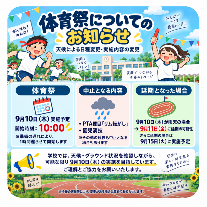 体育祭雨天時イラスト